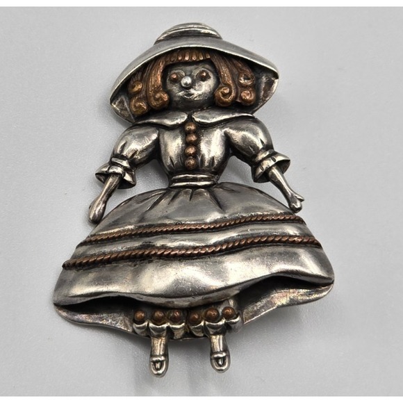 Vintage Margot de Taxco Sterling Silver Brooch Girl Pin Mexico - Picture 6 of 9